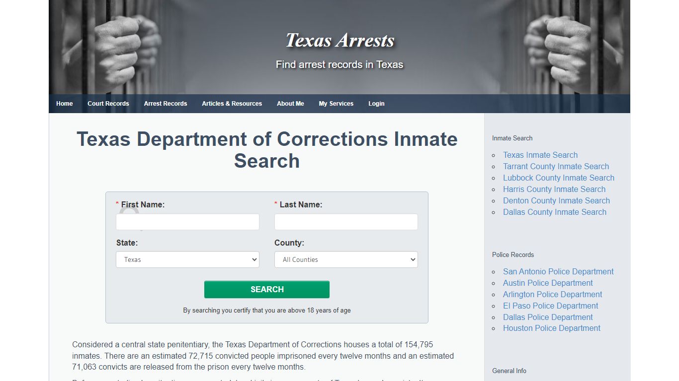 Texas Department of Corrections Inmate Search - Texas Arrests