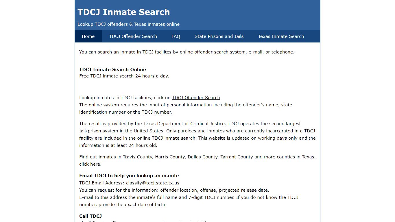 TDCJ Inmate Search